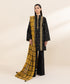 Women's Unstitched Textured Cotton Black Embroidered 3 Piece Suit